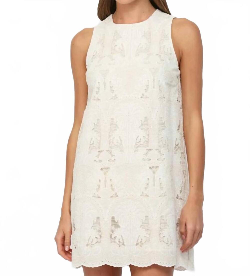 NEW FATE lace shift dress in white